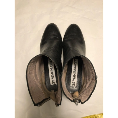 Pre-owned Minimarket Black Leather Ankle Boots