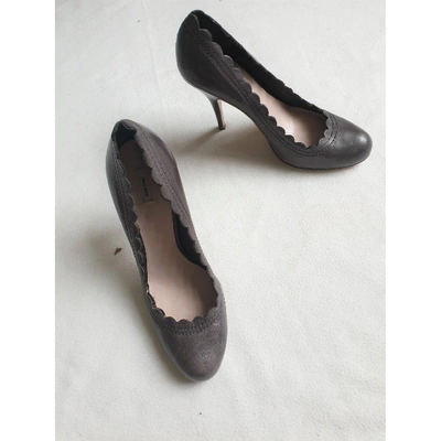 Pre-owned Miu Miu Leather Heels In Grey