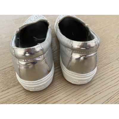 Pre-owned Ferragamo Leather Trainers In Silver