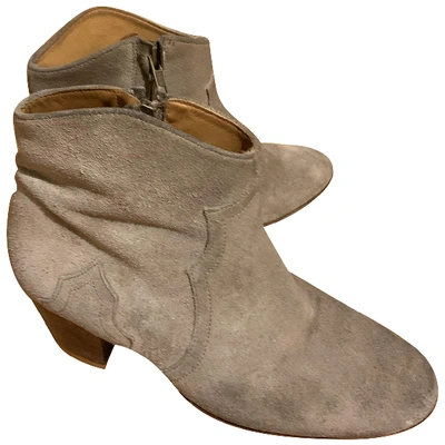Pre-owned Isabel Marant Dicker Beige Suede Ankle Boots