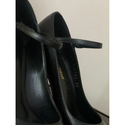 Pre-owned Saint Laurent Janis Leather Heels In Black