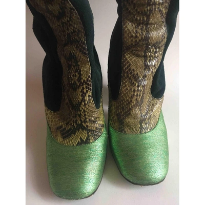 Pre-owned Prada Green Suede Boots