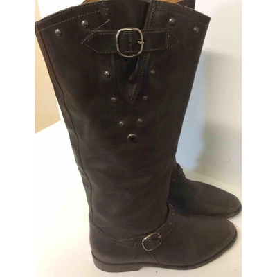 Pre-owned Golden Goose Leather Riding Boots In Brown