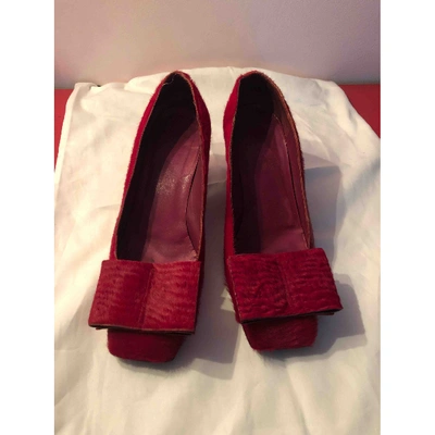 Pre-owned Christian Lacroix Red Mink Heels