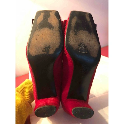 Pre-owned Christian Lacroix Red Mink Heels