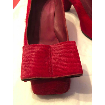 Pre-owned Christian Lacroix Red Mink Heels