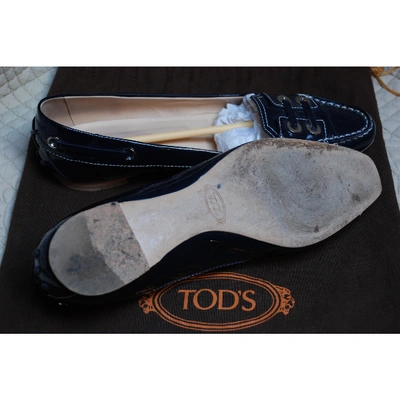 Pre-owned Tod's Blue Patent Leather Ballet Flats