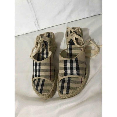 Pre-owned Burberry Cloth Sandals In Beige