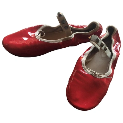 Pre-owned Valentino Garavani Rockstud Red Patent Leather Ballet Flats