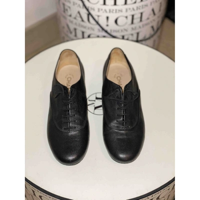 Pre-owned Chanel Leather Lace Ups In Black