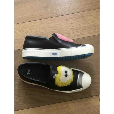 Pre-owned Fendi Black Leather Trainers
