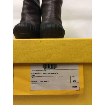 Pre-owned Fendi Brown Leather Ankle Boots