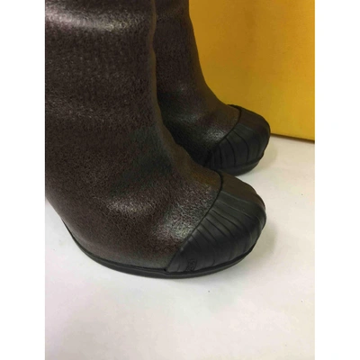 Pre-owned Fendi Brown Leather Ankle Boots