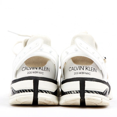 Pre-owned Calvin Klein 205w39nyc Carlos 10 Leather Trainers In White