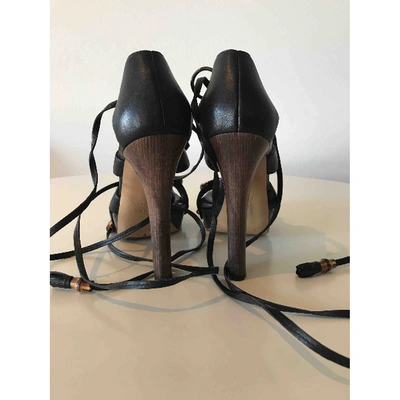 Pre-owned Gucci Leather Sandals In Black