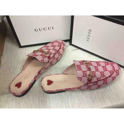 Pre-owned Gucci Princetown Red Leather Flats