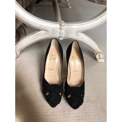 Pre-owned Christian Louboutin Lady Peep Heels In Black