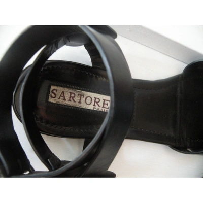 Pre-owned Sartore Leather Sandals In Black