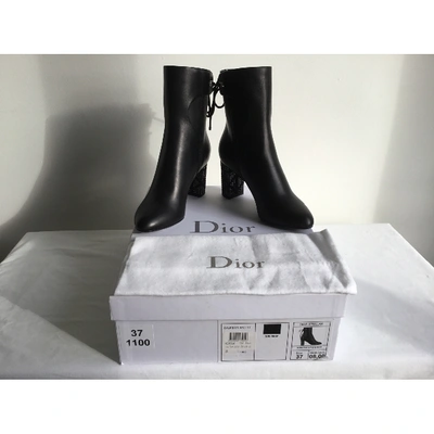 Pre-owned Dior Leather Ankle Boots In Black