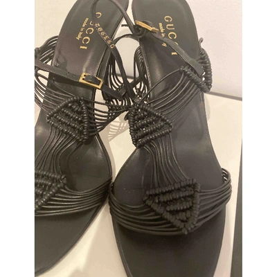 Pre-owned Gucci Leather Sandals In Black