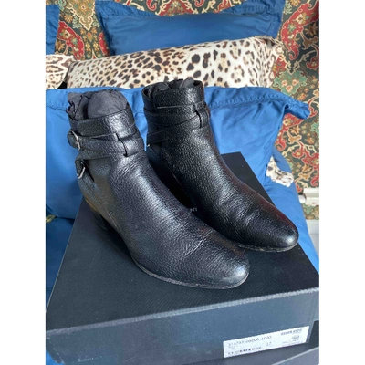 Pre-owned Saint Laurent Blaze Black Leather Ankle Boots