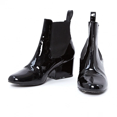 Pre-owned Robert Clergerie Patent Leather Ankle Boots In Black