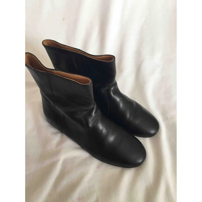 Pre-owned Isabel Marant Étoile Leather Ankle Boots In Black