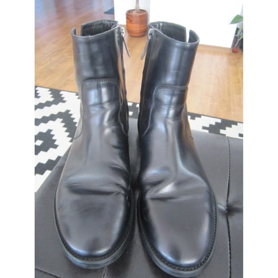Pre-owned Ferragamo Leather Buckled Boots In Black
