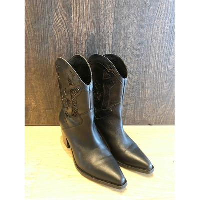 Pre-owned Pinko Black Leather Boots