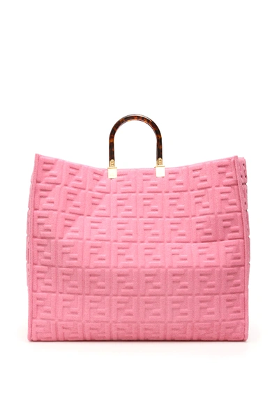 Shop Fendi Medium Sunshine Ff Terry Tote Bag In Pink