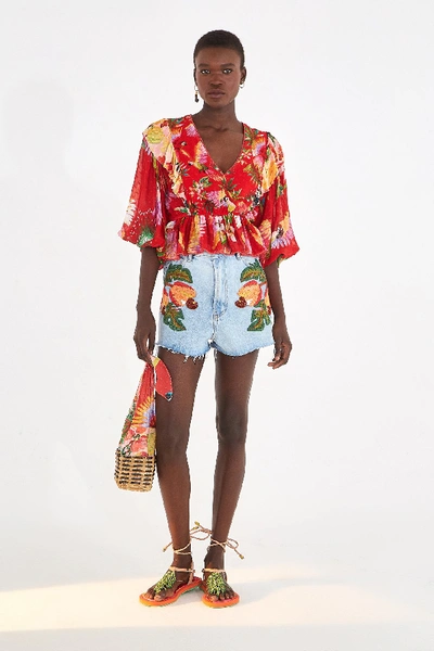 Shop Farm Rio Macaw Mix Blouse In Red Multi