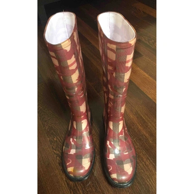 Pre-owned Burberry Burgundy Rubber Boots