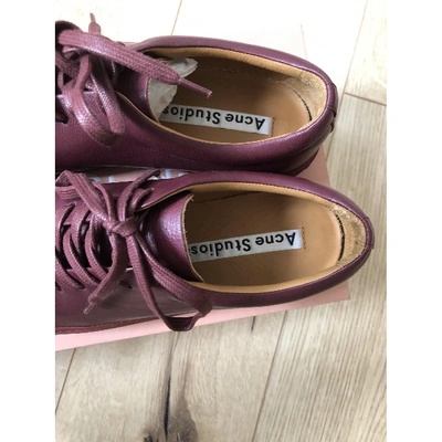 Pre-owned Acne Studios Leather Trainers In Burgundy