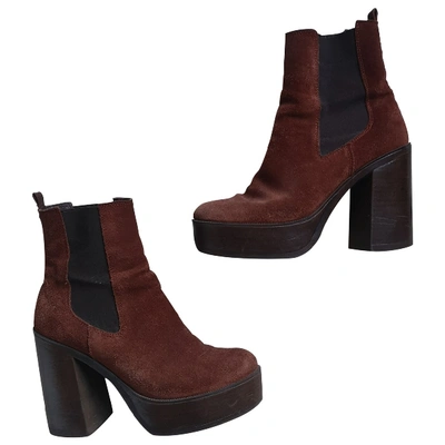 Pre-owned Topshop Tophop  Brown Suede Ankle Boots