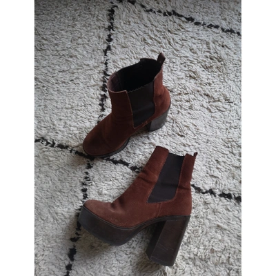 Pre-owned Topshop Tophop  Brown Suede Ankle Boots