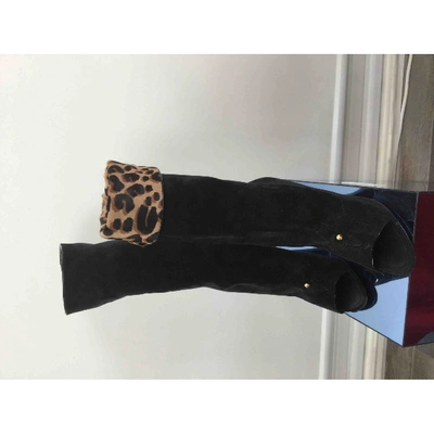 Pre-owned Louis Vuitton Black Suede Boots