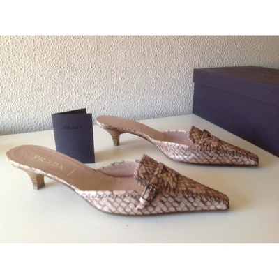 Pre-owned Prada Pink Python Mules & Clogs