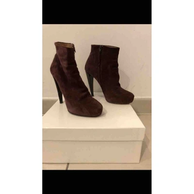 Pre-owned Maison Margiela Ankle Boots In Burgundy
