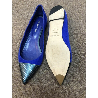 Pre-owned Sergio Rossi Leather Flats In Blue