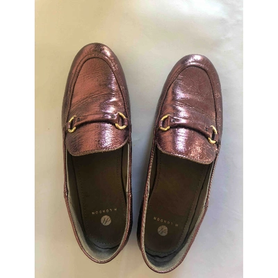 Pre-owned Hudson Metallic Leather Flats