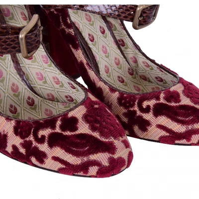 Pre-owned Dolce & Gabbana Burgundy Velvet Heels