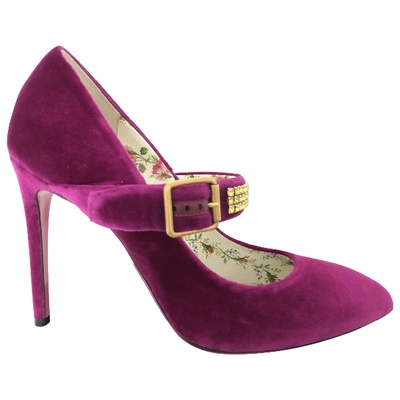 Pre-owned Gucci Sylvie Purple Velvet Heels