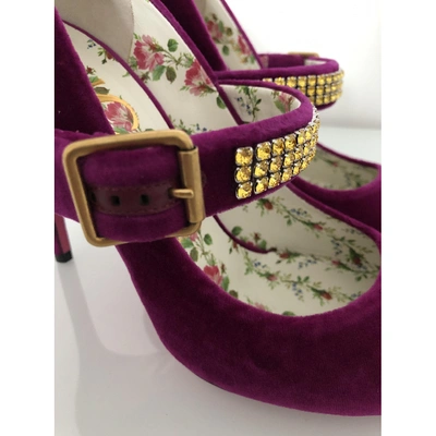 Pre-owned Gucci Sylvie Purple Velvet Heels