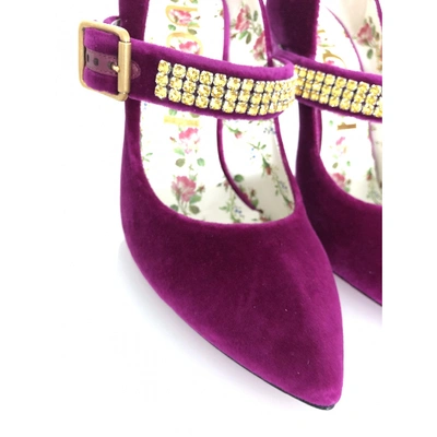 Pre-owned Gucci Sylvie Purple Velvet Heels