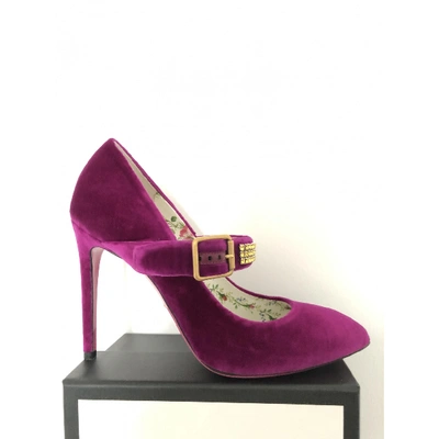 Pre-owned Gucci Sylvie Purple Velvet Heels