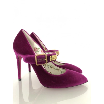 Pre-owned Gucci Sylvie Purple Velvet Heels