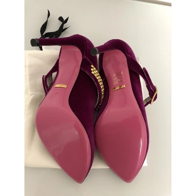 Pre-owned Gucci Sylvie Purple Velvet Heels