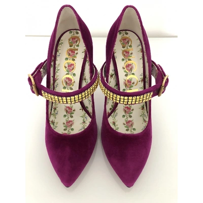 Pre-owned Gucci Sylvie Purple Velvet Heels