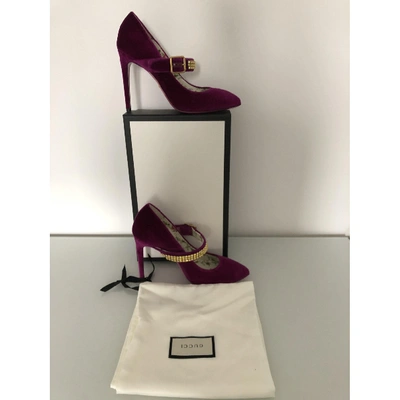 Pre-owned Gucci Sylvie Purple Velvet Heels