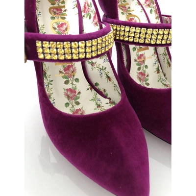 Pre-owned Gucci Sylvie Purple Velvet Heels